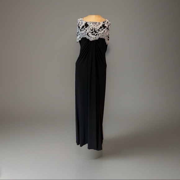 Alex Evenings 2 Pc Gown Gathered Embroidered Sheer Jacket Sleeveless Dress Sz 10 - Picture 4 of 13